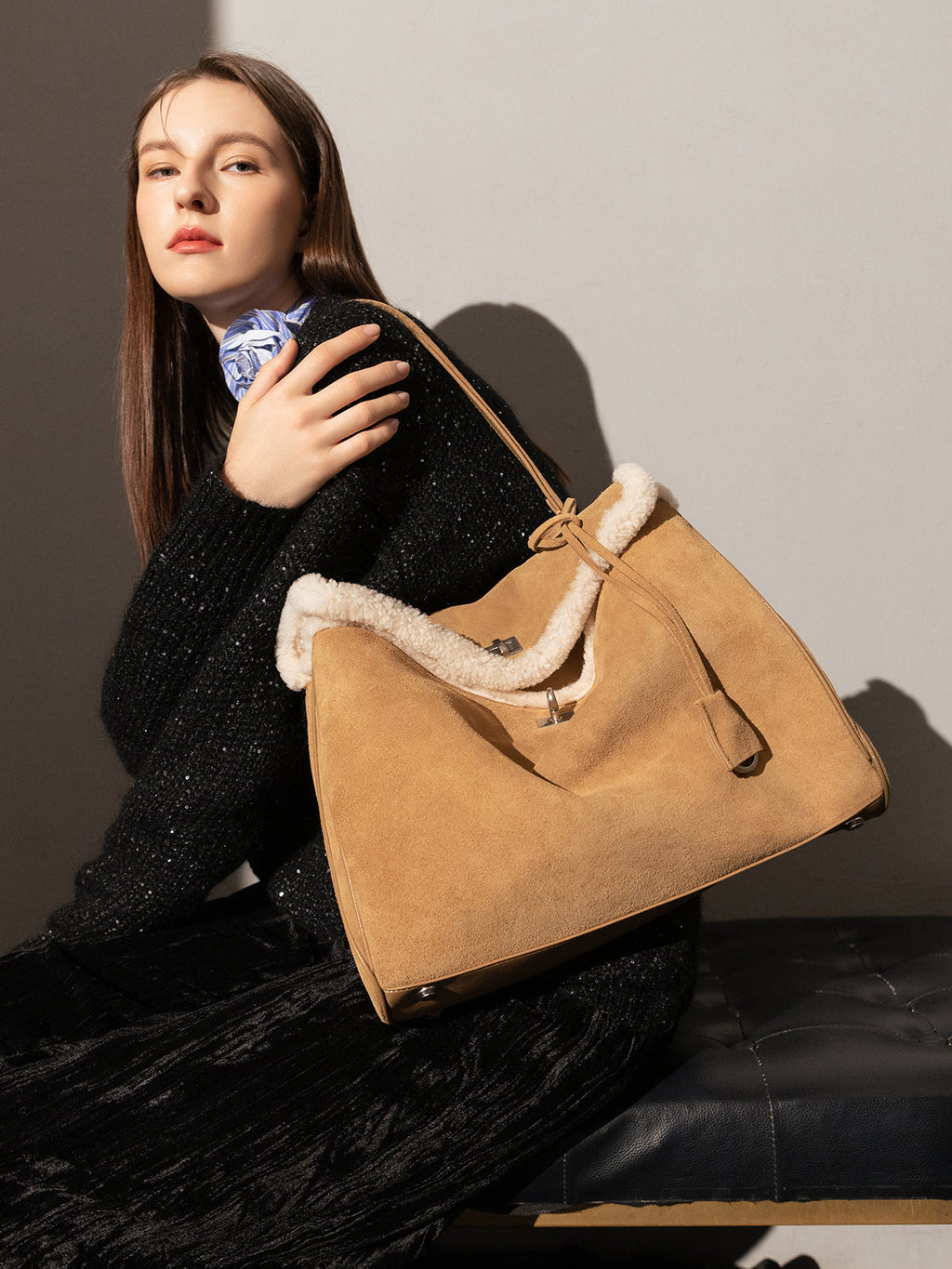 Manhattan Large Felt Leather Tote Bag