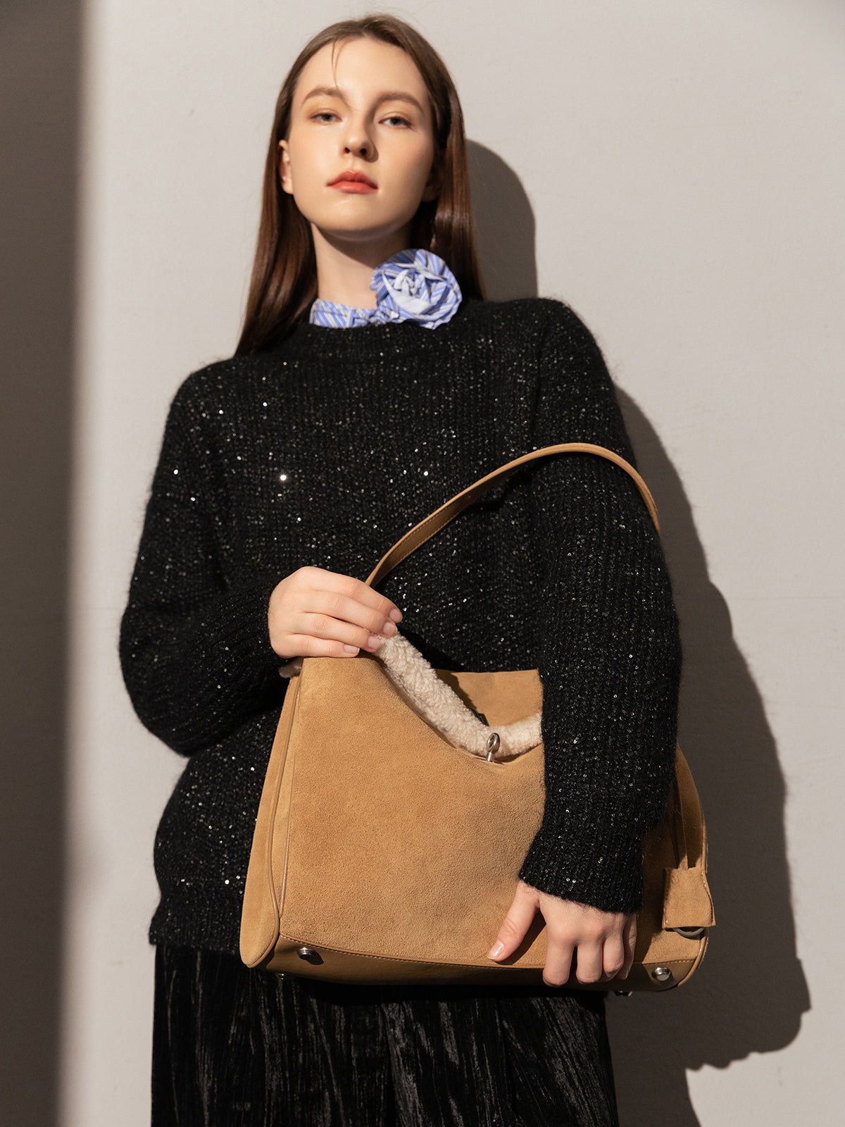 Manhattan Large Felt Leather Tote Bag