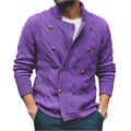Men's Half Collar Double-Breasted Knitted Buttoned Sweaters