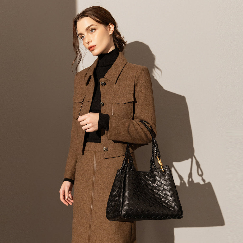 Milton Woven Leather Tote Bag