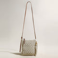 Mini White Boho Chic Leather Strap Shoulder Bag