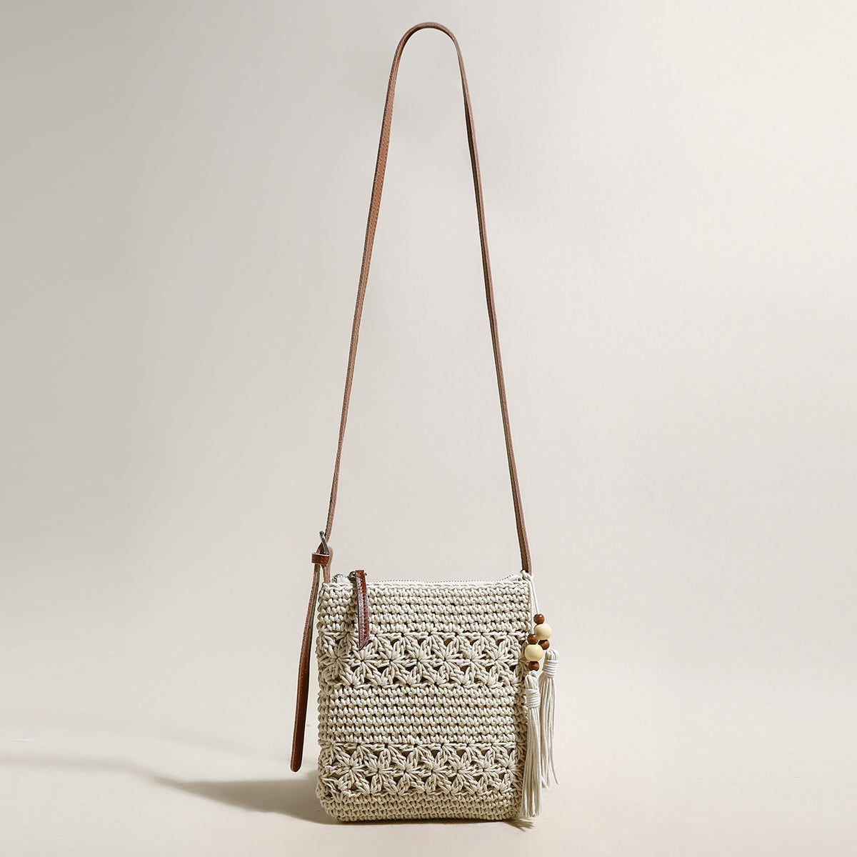 Mini White Boho Chic Leather Strap Shoulder Bag