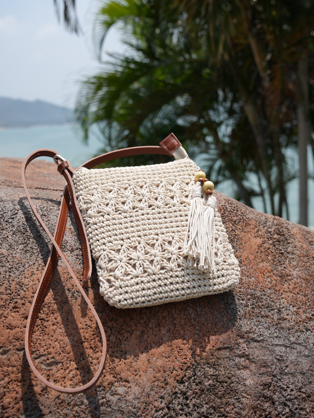 Mini White Boho Chic Leather Strap Shoulder Bag