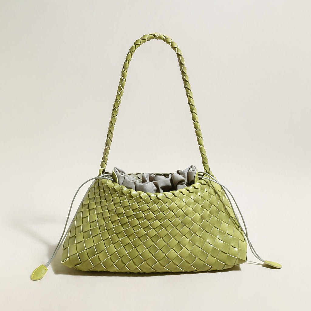 Mini Woven Trapezoid Drawstring Shoulder Bag