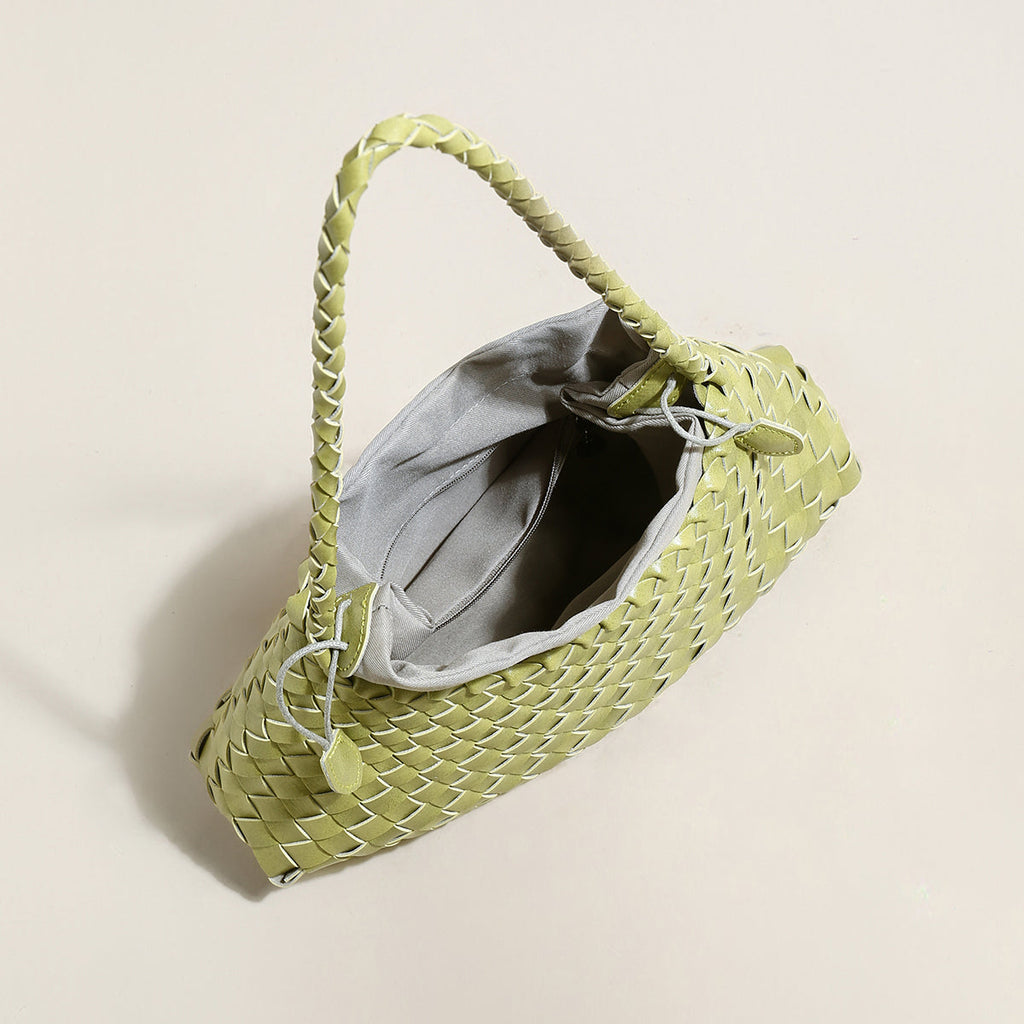 Mini Woven Trapezoid Drawstring Shoulder Bag