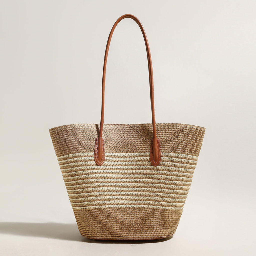 Natural Straw Woven Basket Tote Bag