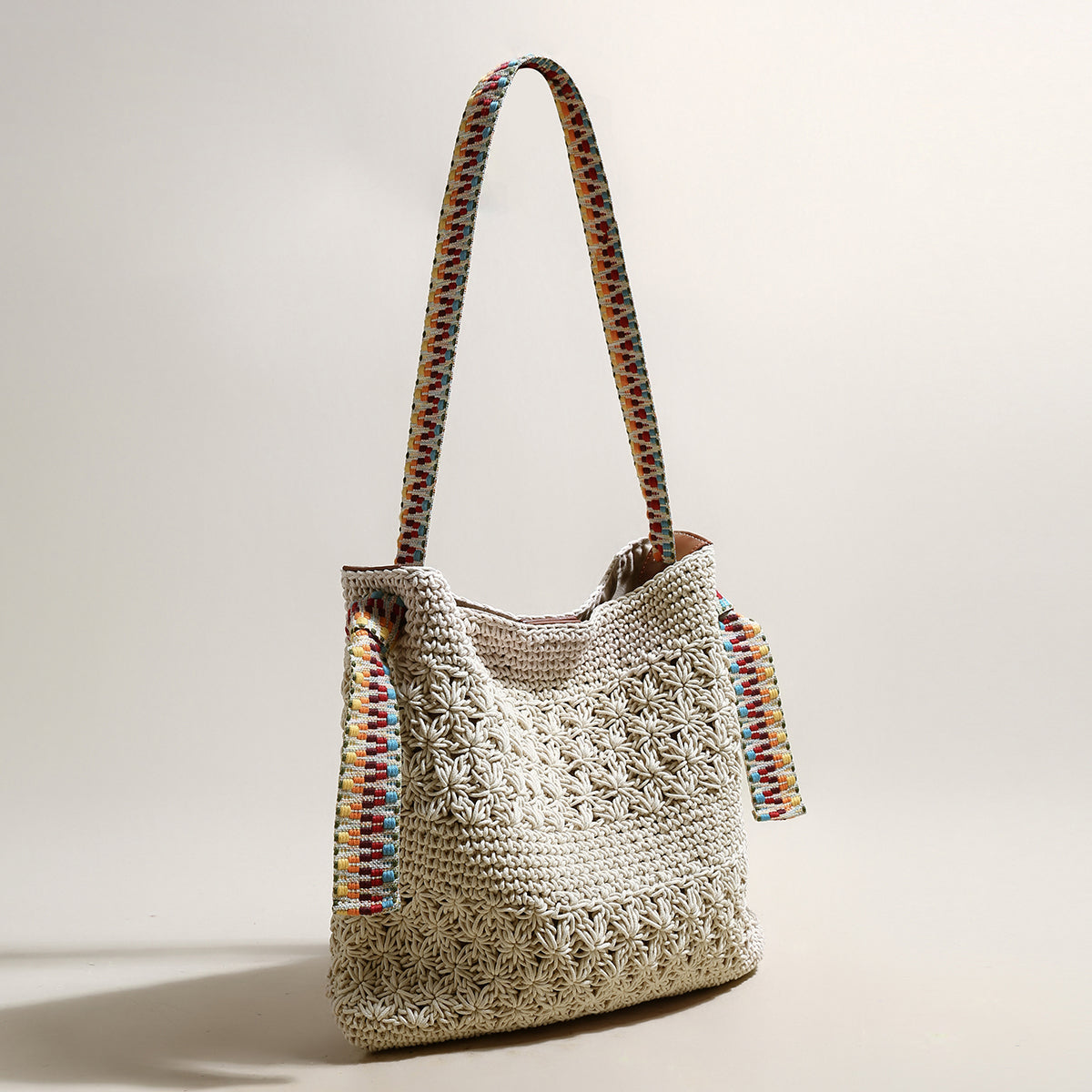Lightweight Natural Straw Woven Tote Bag