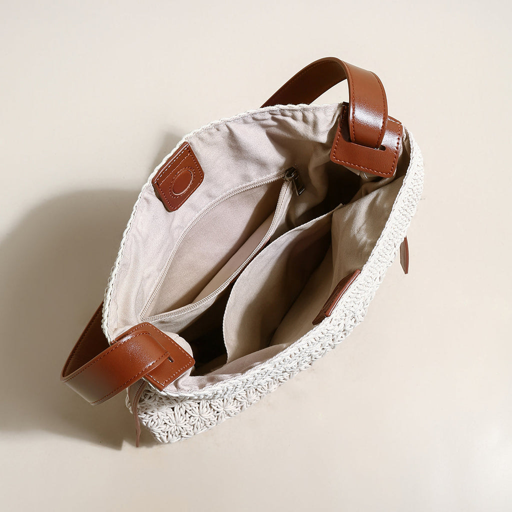 Lightweight Natural Straw Woven Tote Bag