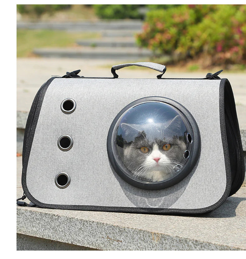 Foldable Cat Backpack with Breathable Mesh Design