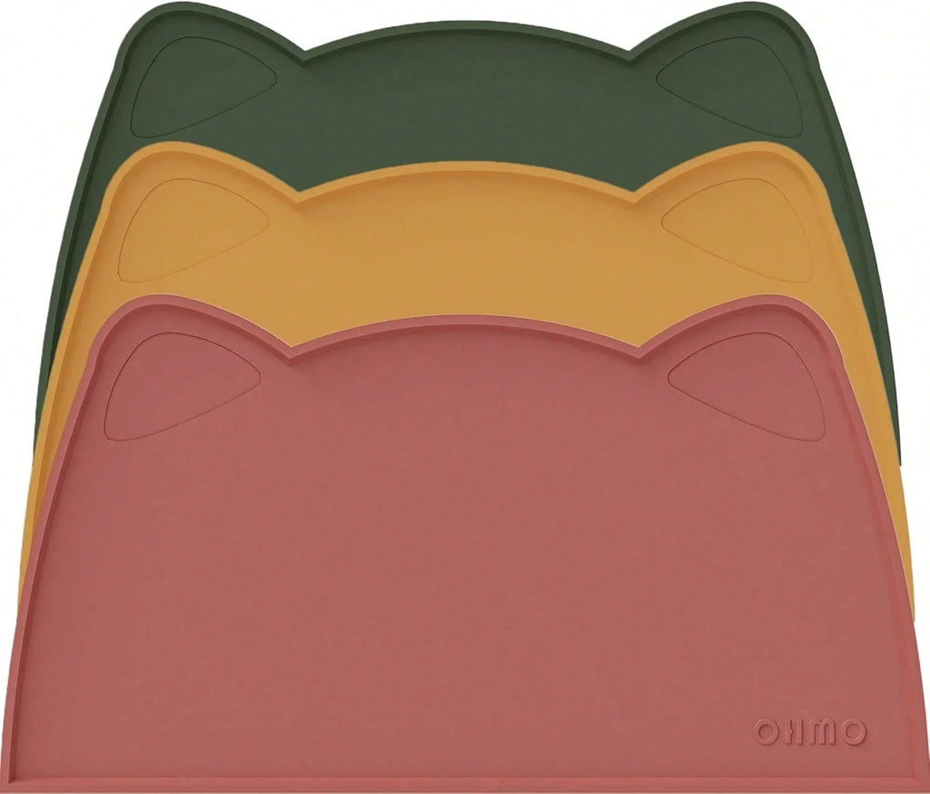 OHMO Silicone Cat Food Mat – Non-Skid Waterproof Pet Feeding Placemat for Dog & Cat Bowls (18 x 9.8 in)