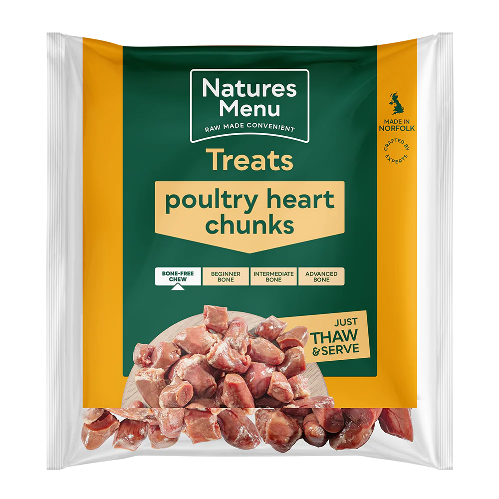Natures Menu Raw Frozen Meat Chunks Poultry Hearts 1kg