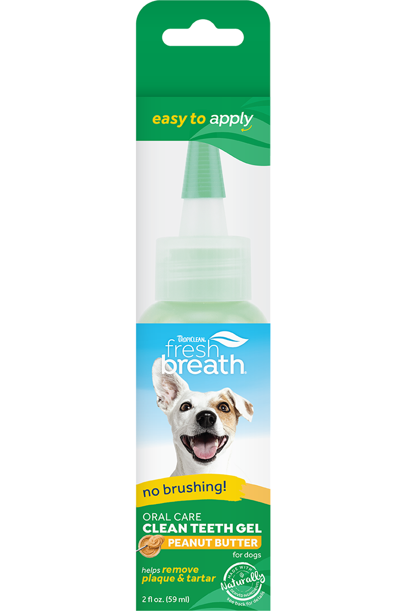 TropiClean Fresh Breath No Brushing Peanut Butter Flavor Clean Teeth Dental & Oral Care Gel for Dogs