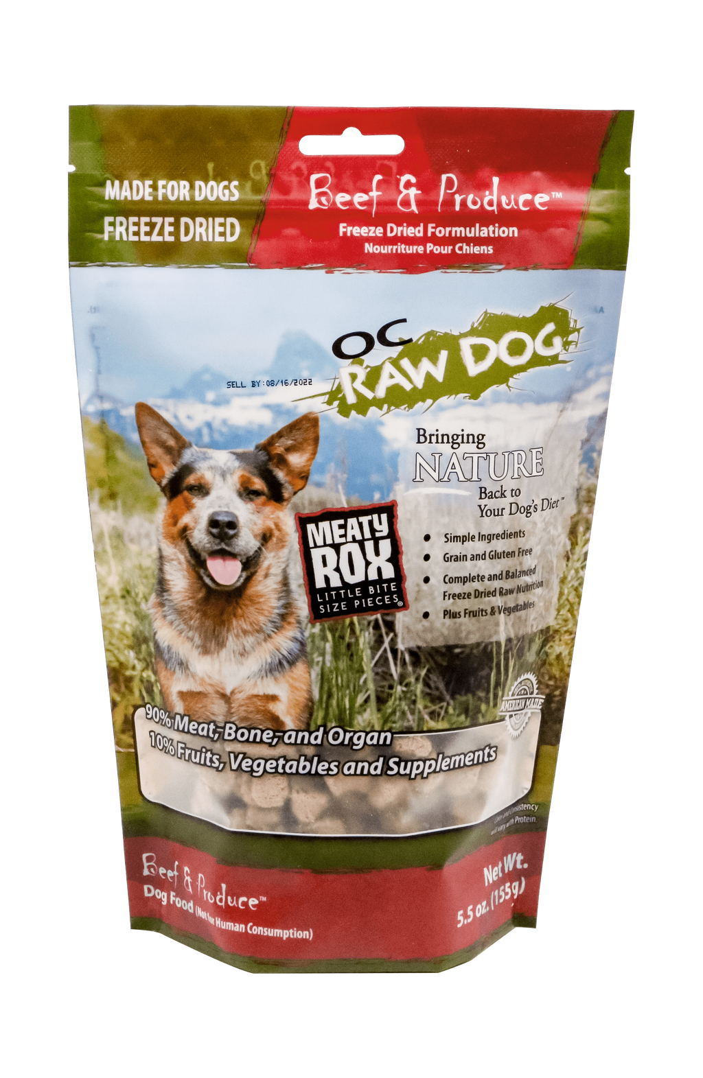 OC Raw Dog Freeze-Dried Beef & Produce Meaty Rox