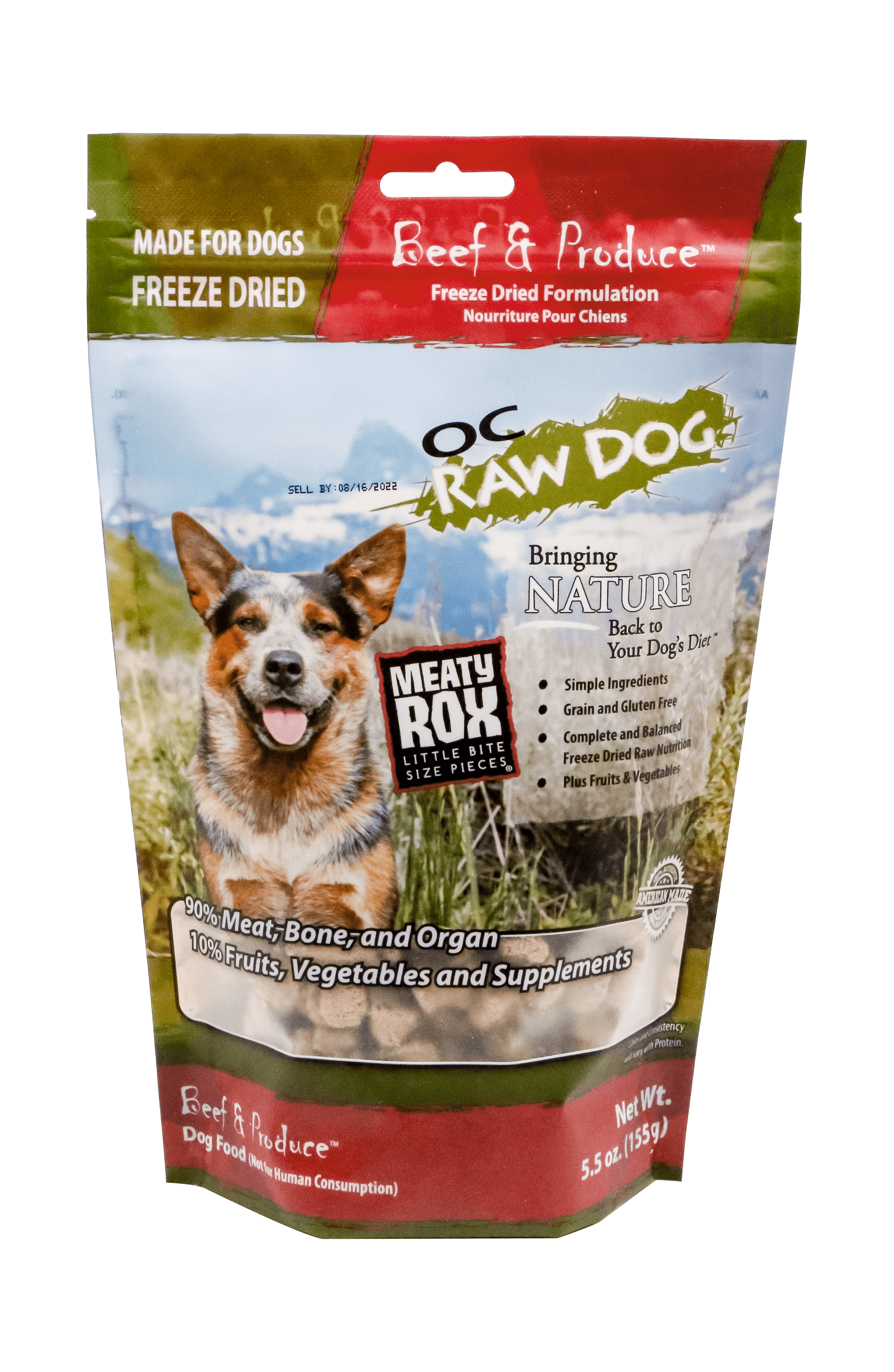 OC Raw Dog Freeze-Dried Beef & Produce Meaty Rox