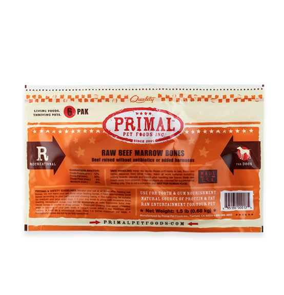 Primal Pet Foods Raw Recreational Beef Marrow Bones