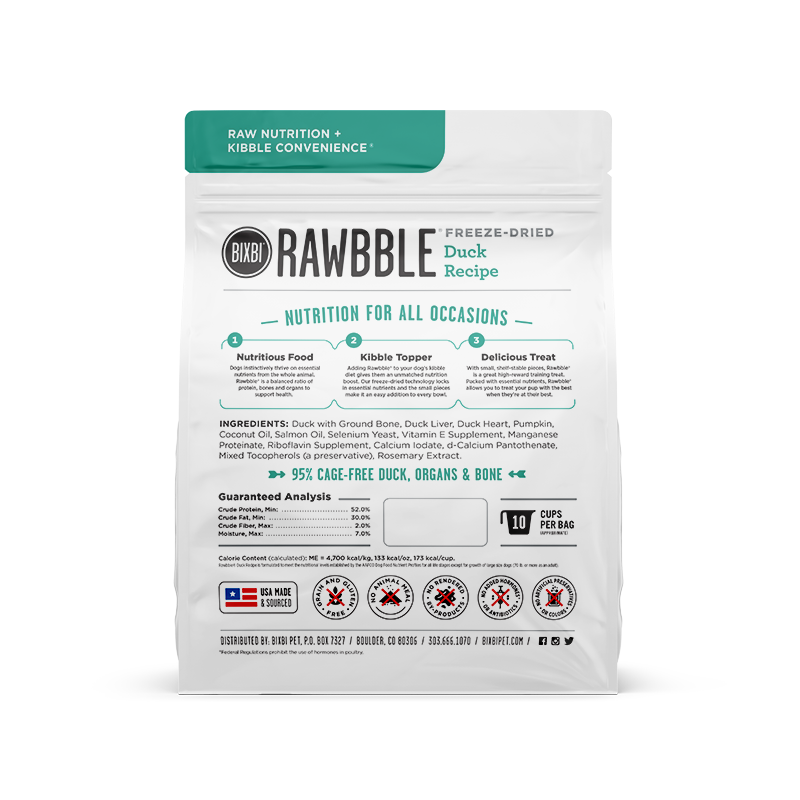 RAWBBLE® FREEZE DRIED DOG FOOD - DUCK RECIPE