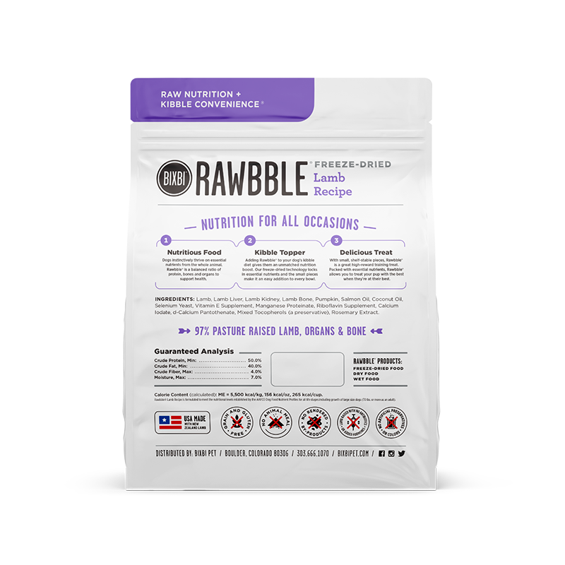 Bixbi Rawbble® Freeze-Dried Food for Dogs – Lamb Recipe