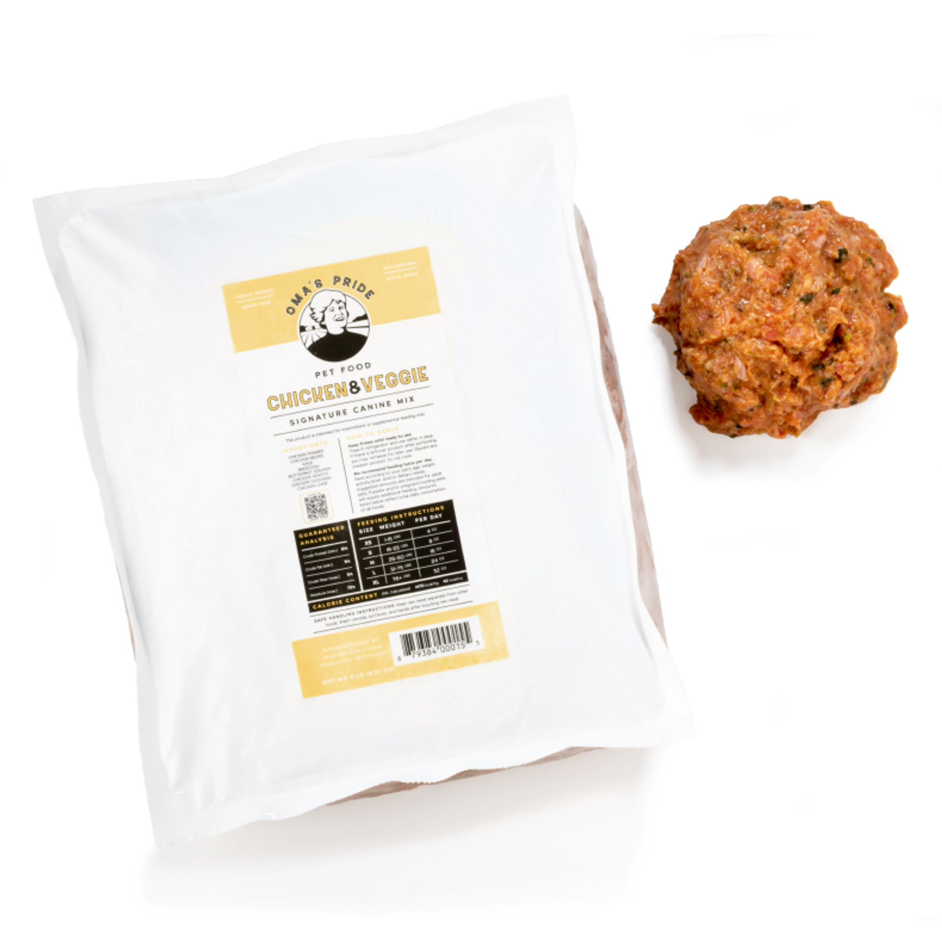 Oma's Pride Dog Raw Signature Chicken & Veggie Mix