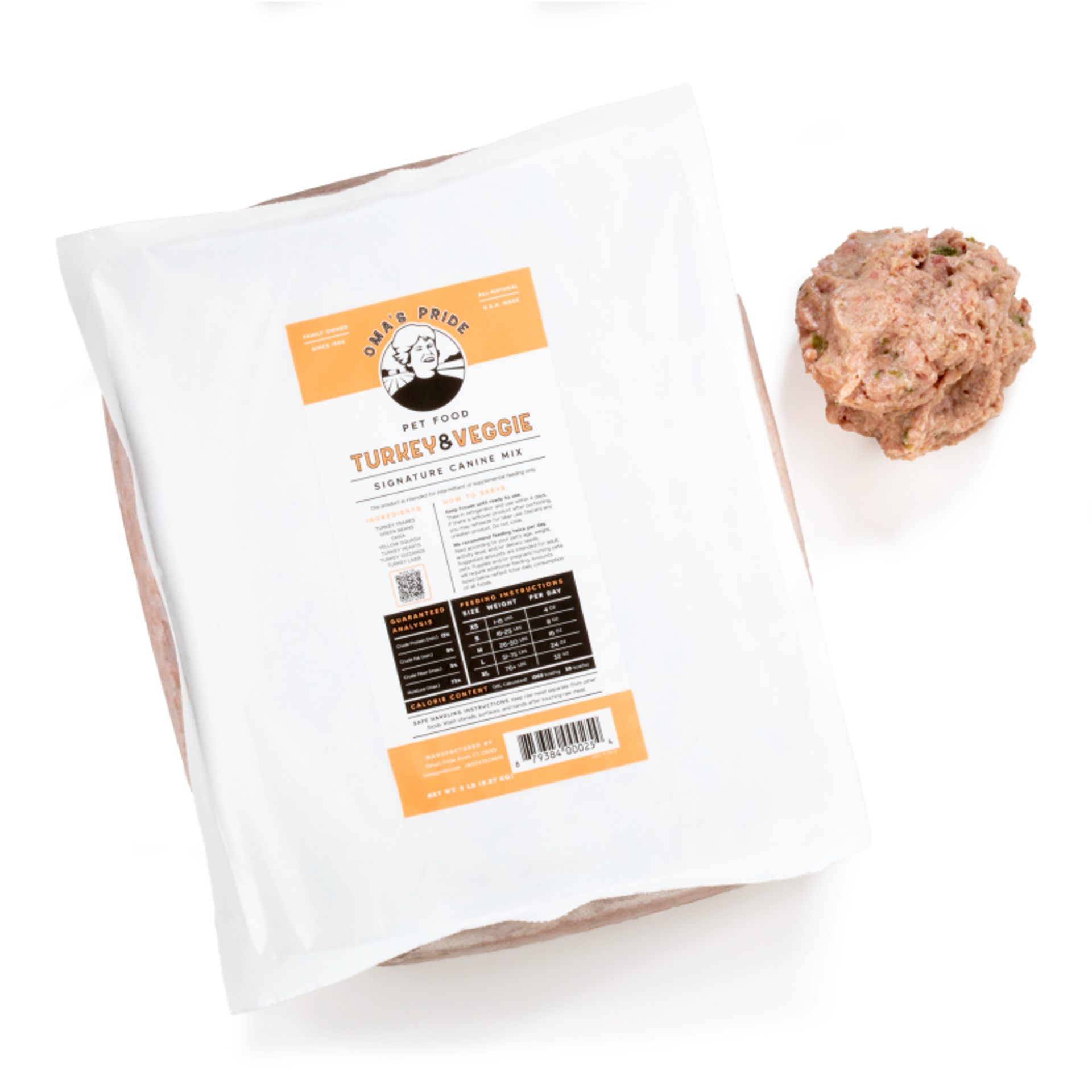 Oma's Pride Dog Raw Signature Turkey & Veggie Mix