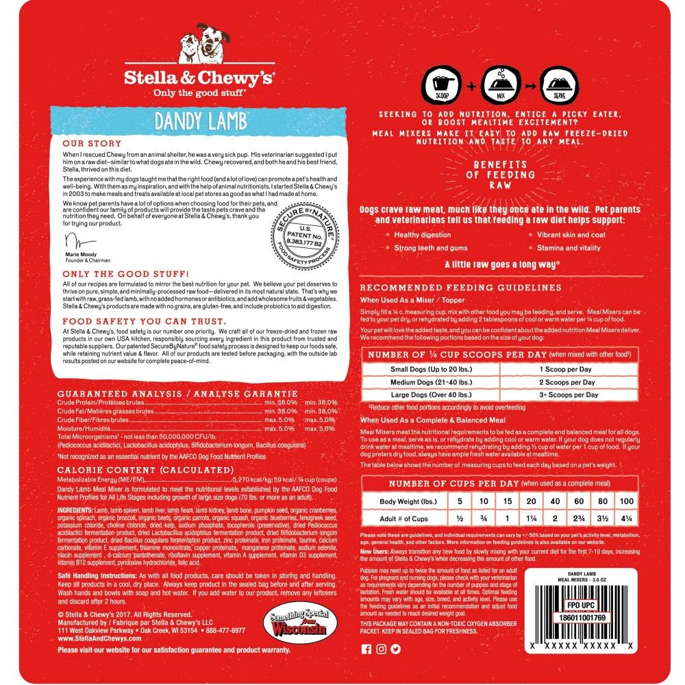 Stella & Chewy's Freeze Dried Raw Dandy Lamb Meal Mixers