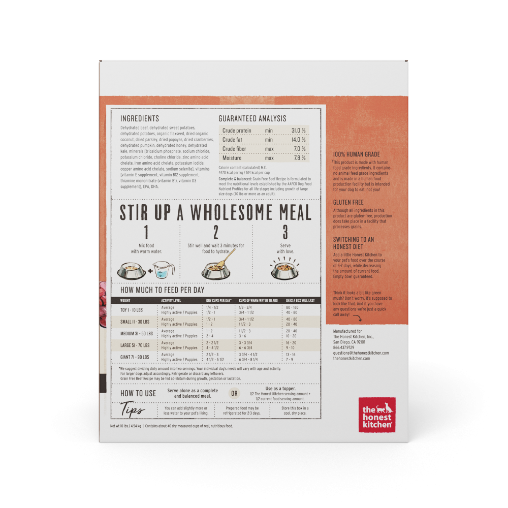 The Honest Kitchen Dehydrated Grain Free Beef All Life Stages Dog Food