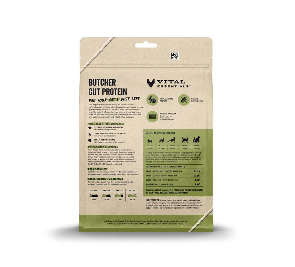 Vital Essentials Freeze-Dried Raw Rabbit Entree Mini Nibs Cat Food