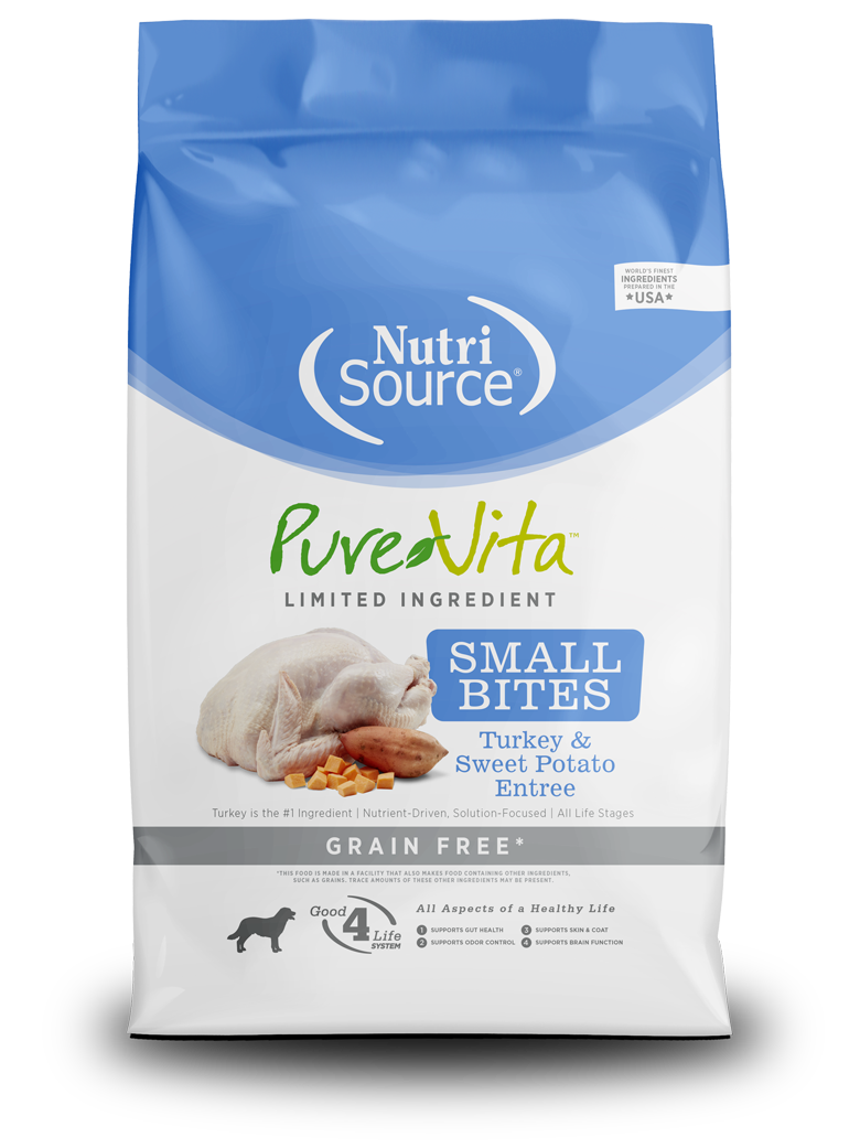 NutriSource® PureVita™ Small Bites Turkey & Sweet Potato Entrée Grain Free Limited Ingredient Dog Food
