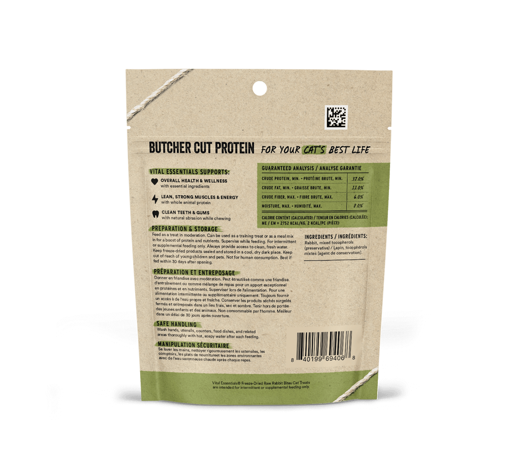Vital Essentials Freeze Dried Raw Rabbit Bites Cat Treats