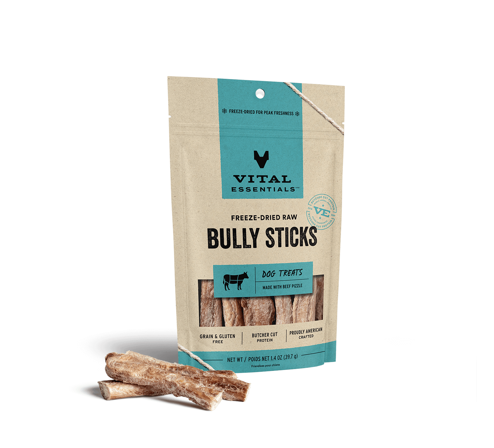Vital Essentials Freeze Dried Raw Bully Sticks Dog Treats