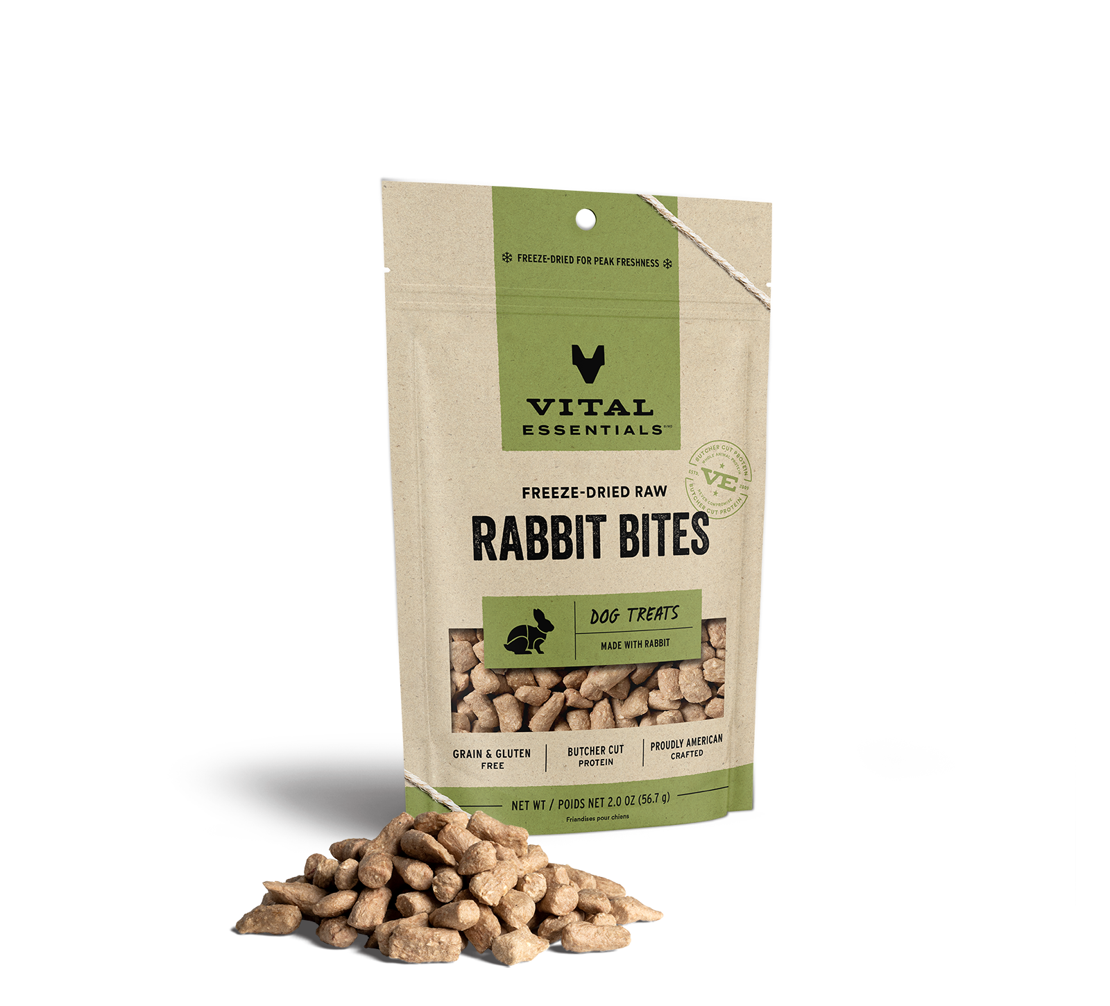Vital Essentials Freeze Dried Raw Rabbit Bites Dog Treats