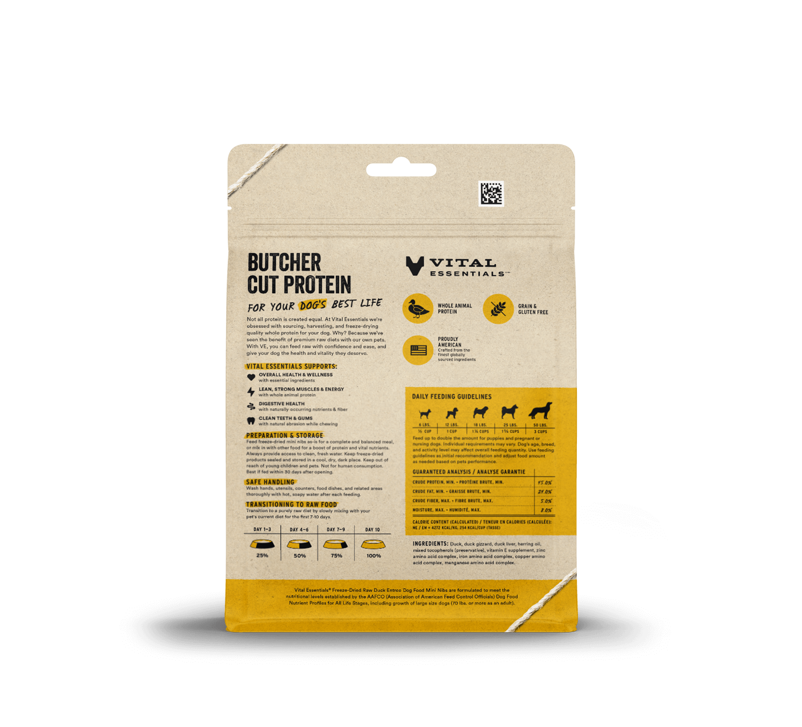 Vital Essentials Freeze-Dried Raw Duck Entrée Mini Nibs Dog Food