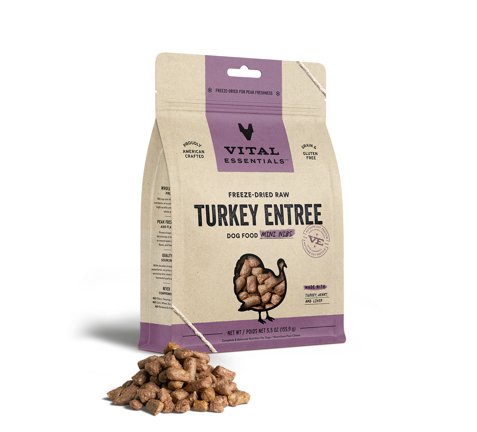 Vital Essentials Freeze-Dried Raw Turkey Entrée Mini Nibs Dog Food