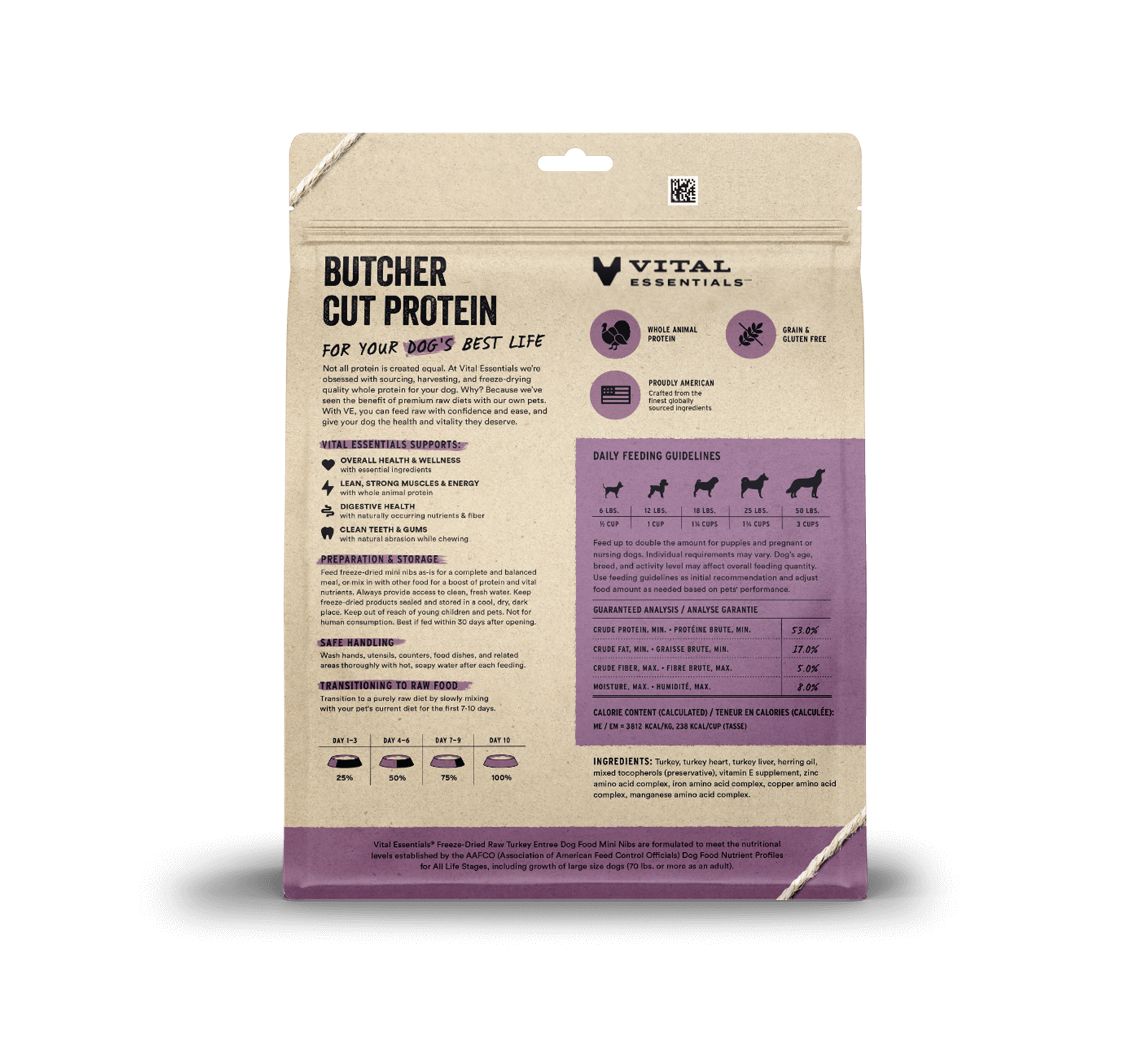 Vital Essentials Freeze-Dried Raw Turkey Entrée Mini Nibs Dog Food