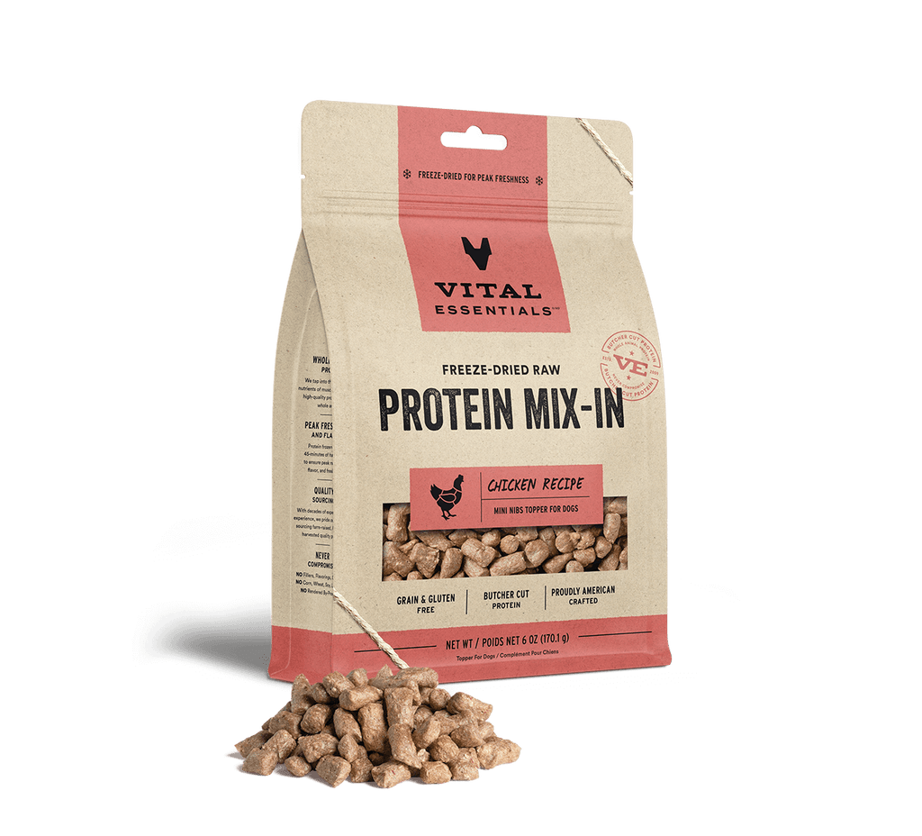 Vital Essentials Freeze Dried Raw Protein Mix-In Chicken Recipe Mini Nibs Topper for Dogs