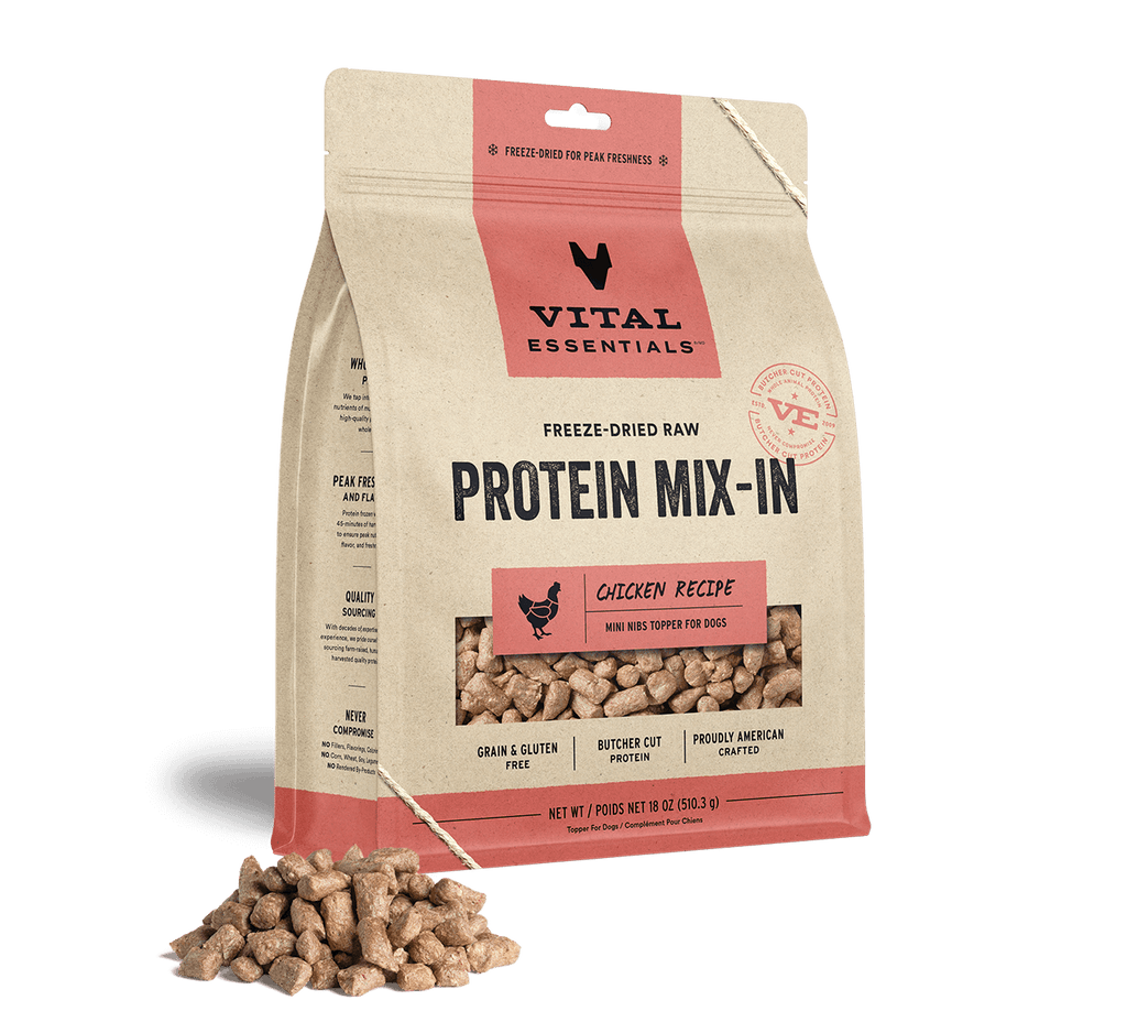 Vital Essentials Freeze Dried Raw Protein Mix-In Chicken Recipe Mini Nibs Topper for Dogs