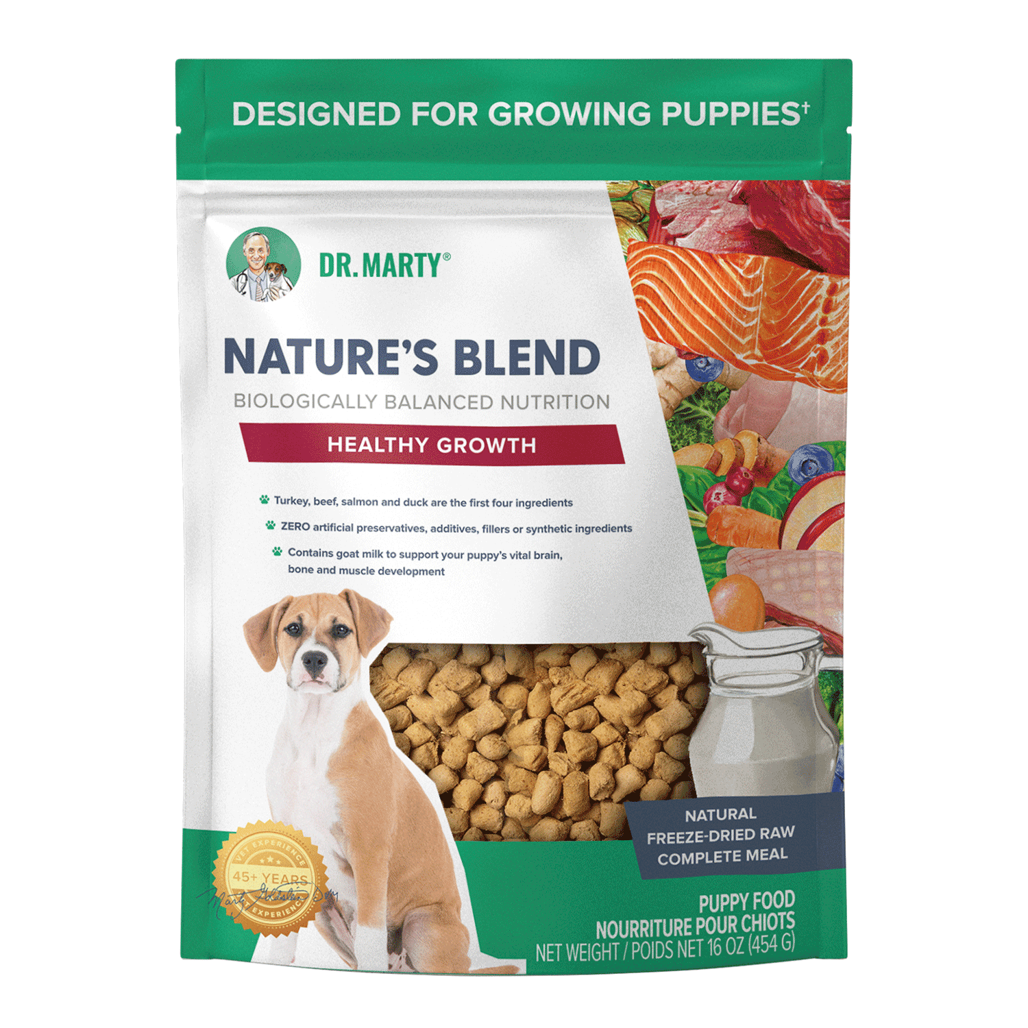 Dr. Marty Nature’s Blend Healthy Growth Premium Freeze-Dried Raw Puppy Food Designed For Growing Puppies