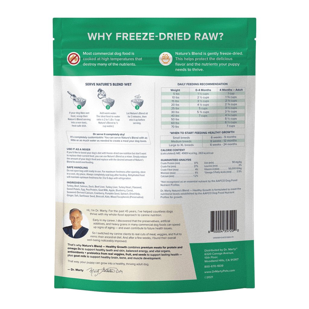 Dr. Marty Nature’s Blend Healthy Growth Premium Freeze-Dried Raw Puppy Food Designed For Growing Puppies