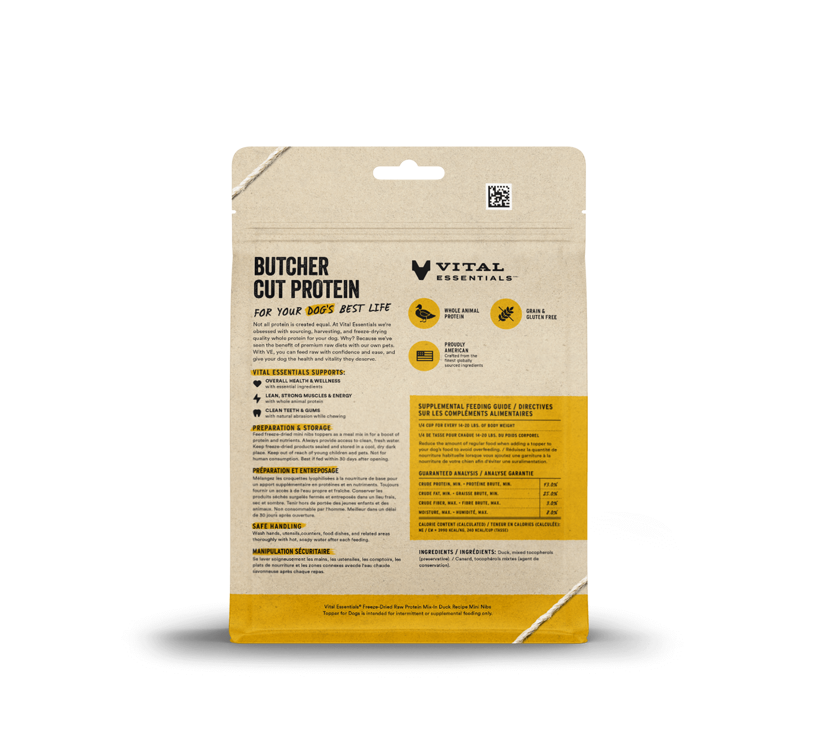 Vital Essentials Freeze Dried Raw Protein Mix-In Duck Recipe Mini Nibs Topper for Dogs