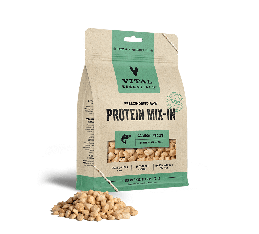 Vital Essentials Freeze Dried Raw Protein Mix-In Salmon Recipe Mini Nibs Topper for Dogs