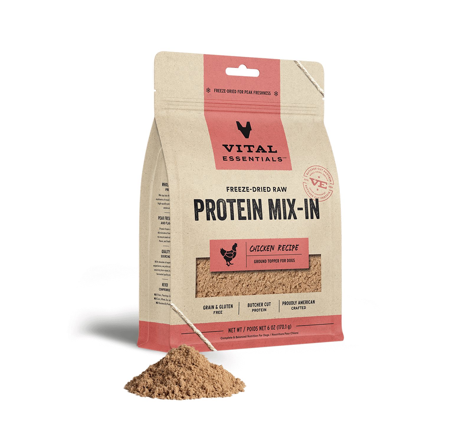 Vital Essentials Freeze-Dried Raw Protein Mix-In Chicken Recipe Ground Topper for Dogs