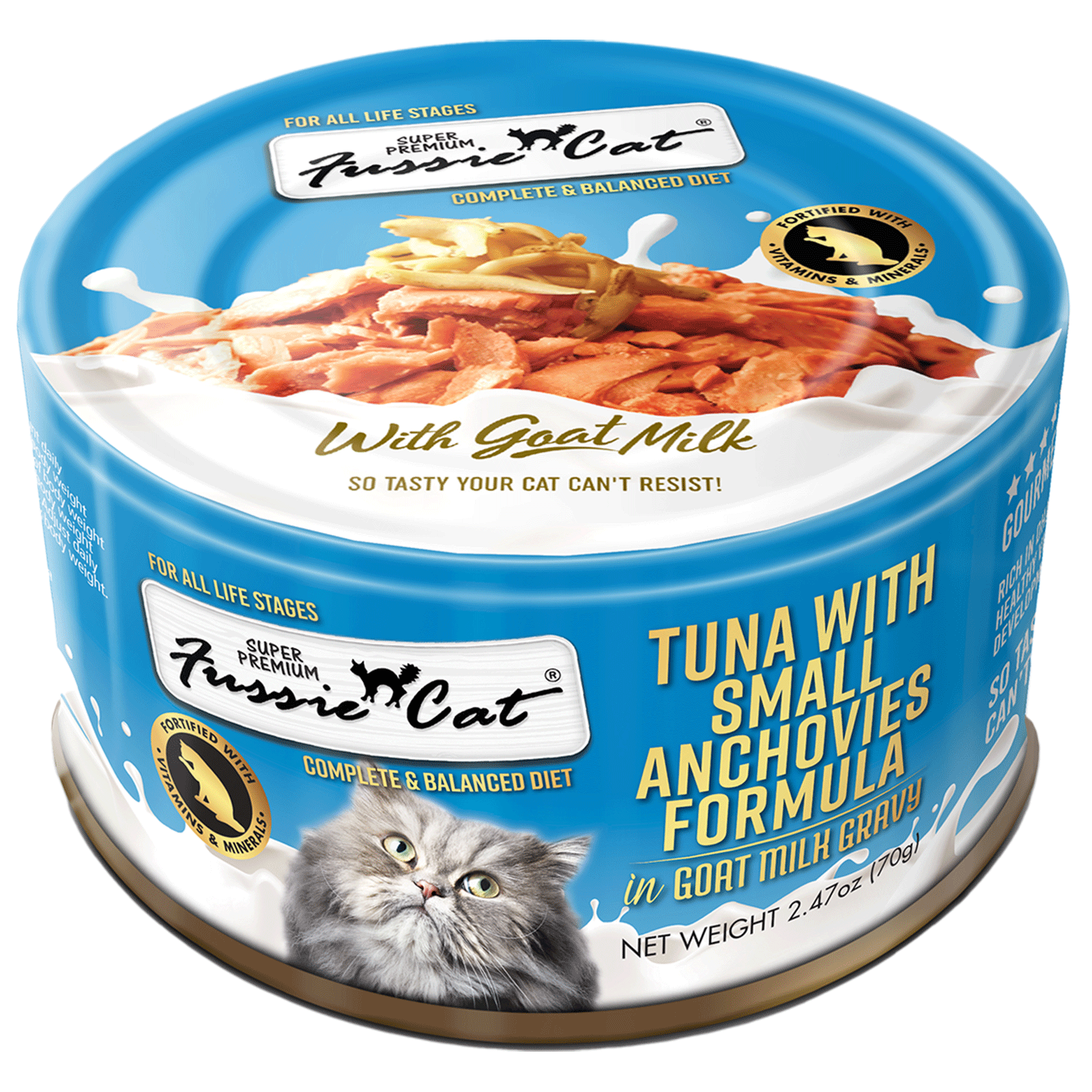 Fussie Cat Tuna with Small Anchovies Formula in Goat Milk Gravy