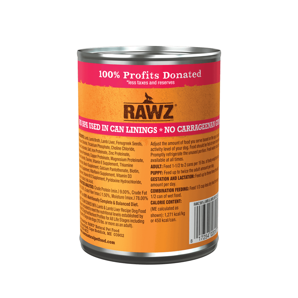 Rawz 96% Lamb & Lamb Liver Dog Food