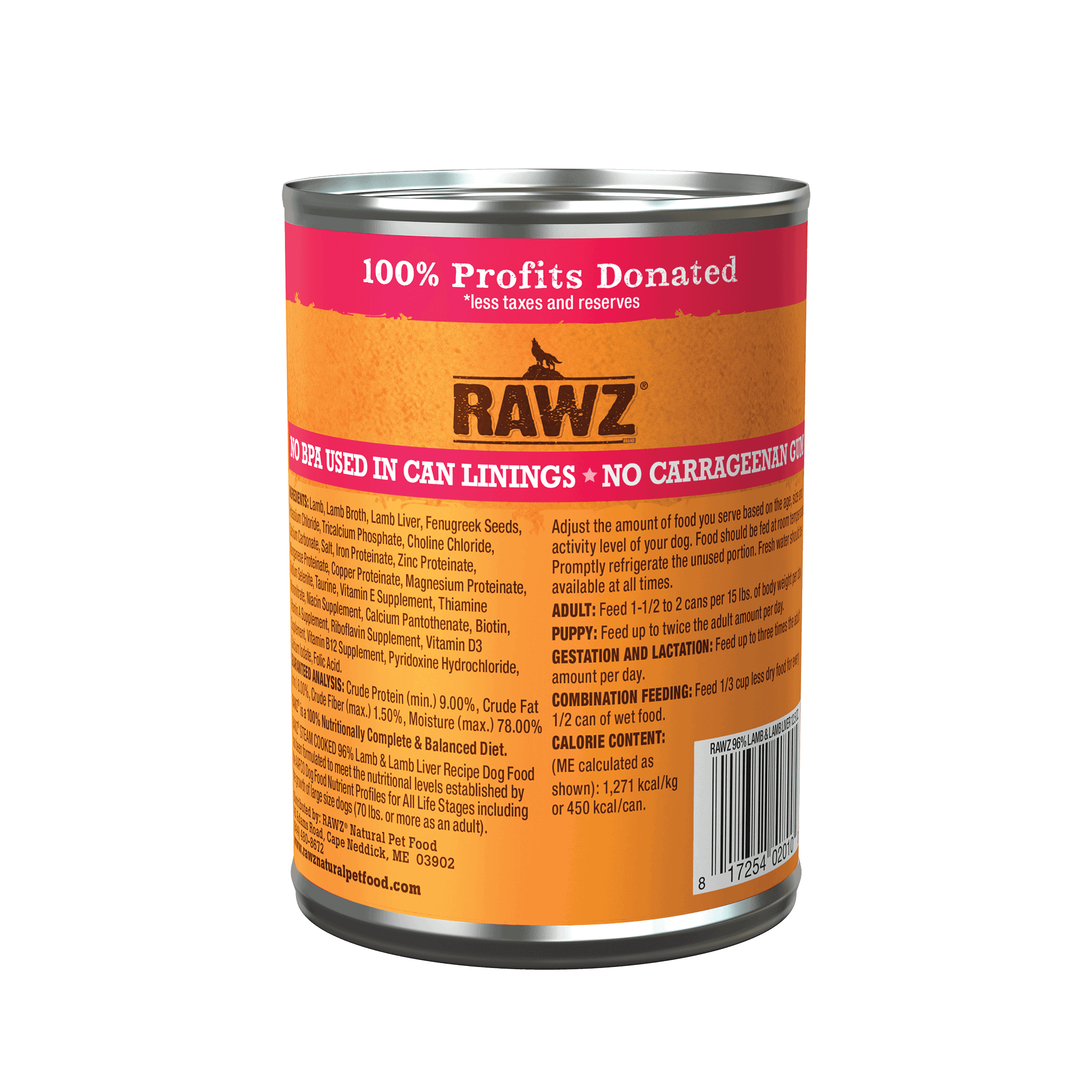 Rawz 96% Lamb & Lamb Liver Dog Food