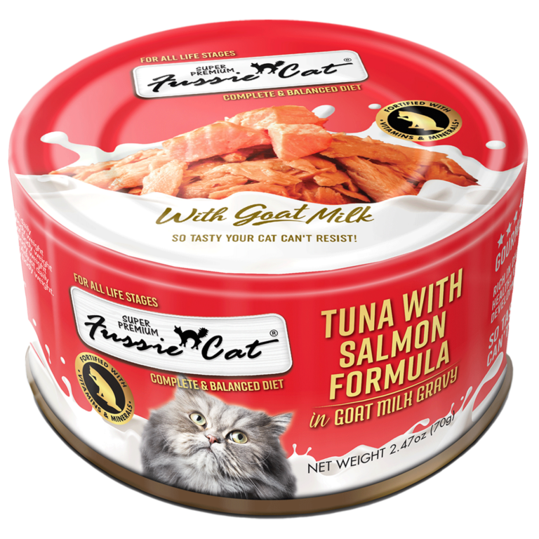 Fussie Cat Premium Tuna with Salmon Formula in Goat Milk Gravy Canned Cat Food