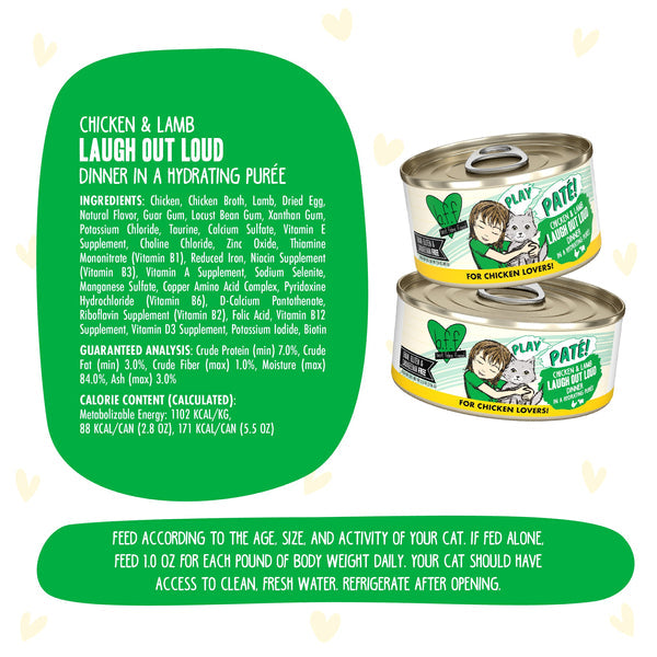 Weruva BFF PLAY Paté  Chicken & Lamb Laugh Out Loud Dinner in a Hydrating Purée Cat Food
