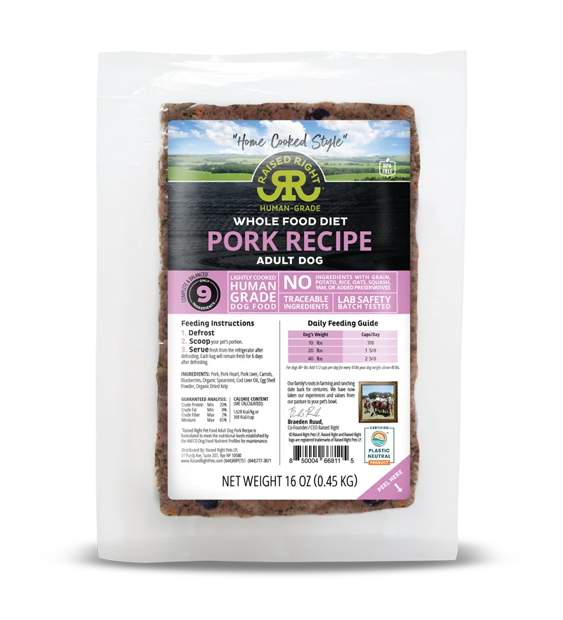 Raised Right Original Pork Adult Dog Recipe
