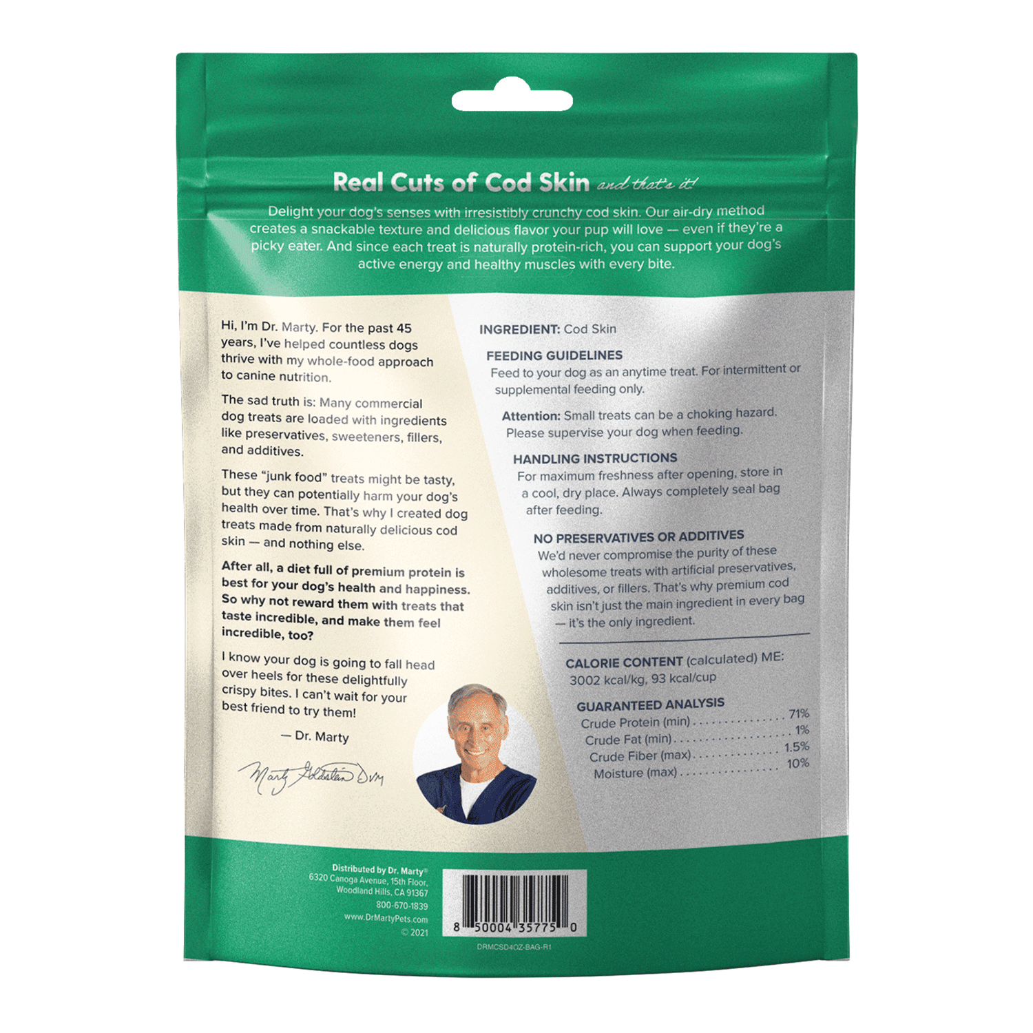 Dr. Marty Cod Crispies 100% Air-Dried Wild-Caught Cod Skin Treats
