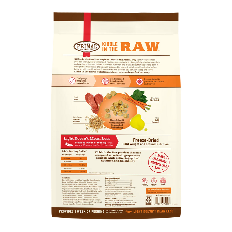 Primal Pet Foods Kibble in the Raw Beef Recipe for Dogs