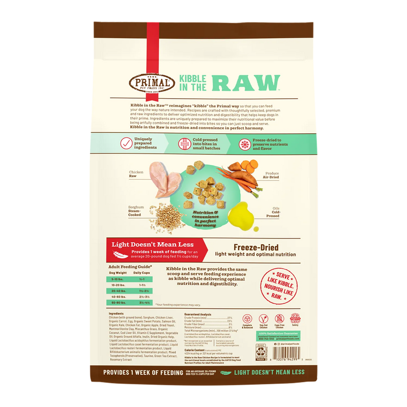 Primal Pet Foods Kibble in the Raw Chicken Recipe for Dogs