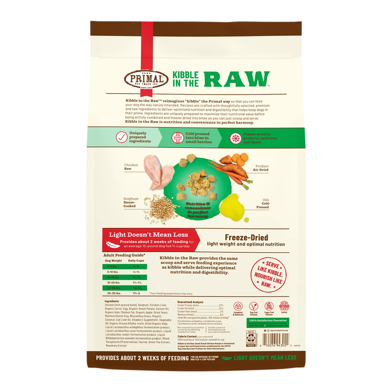 Primal Pet Foods Kibble in the Raw Small Breed Chicken Recipe for Dogs